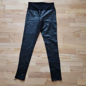 Assets By Spanx All Over Faux Black Leather High Waist Leggings Women, Large